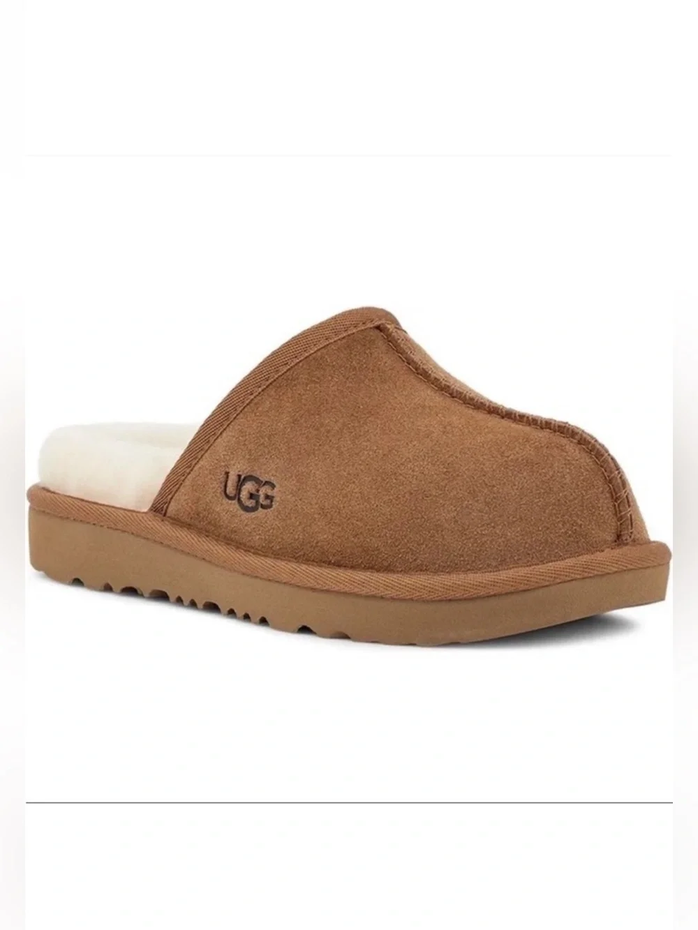 UGG Keegan Chestnut Suede Slide Slippers Shearling Kids Size 1M Cozy Comfort